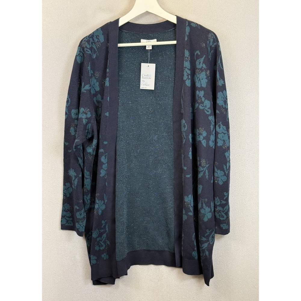Croft And Barrow Women's Plus Sz 1X Florals The Classic Open Front Cardigan‎ NWT